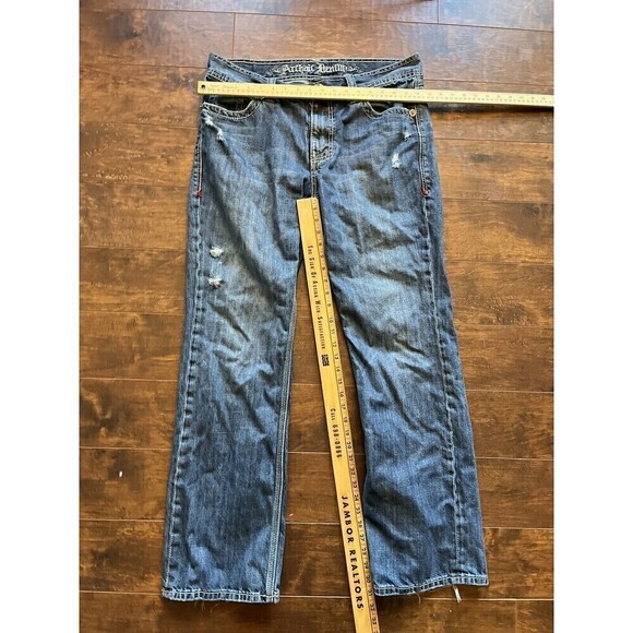 Archair Denim Mens Metal Studded Y2K Straight Leg Embroidered Jeans 36x34 - Picture 4 of 10